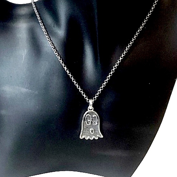 GUCCI Sterling Silver Ghost GG Monogram Necklace 21” Unisex NIB - Picture 17 of 17